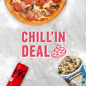 1 Medium pizza + 1 Ben & Jerry's ice cream + 1 drink 33CL of your choice.
