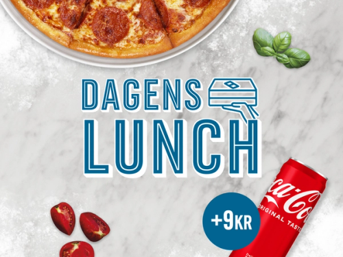 1 Medium pizza. Add 9kr for a drink 33CL of your choice