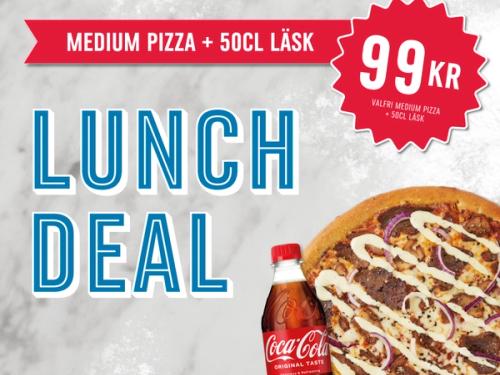 1 medium pizza, + 50CL läsk.