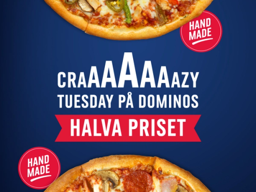 50% off på alla pizzor*