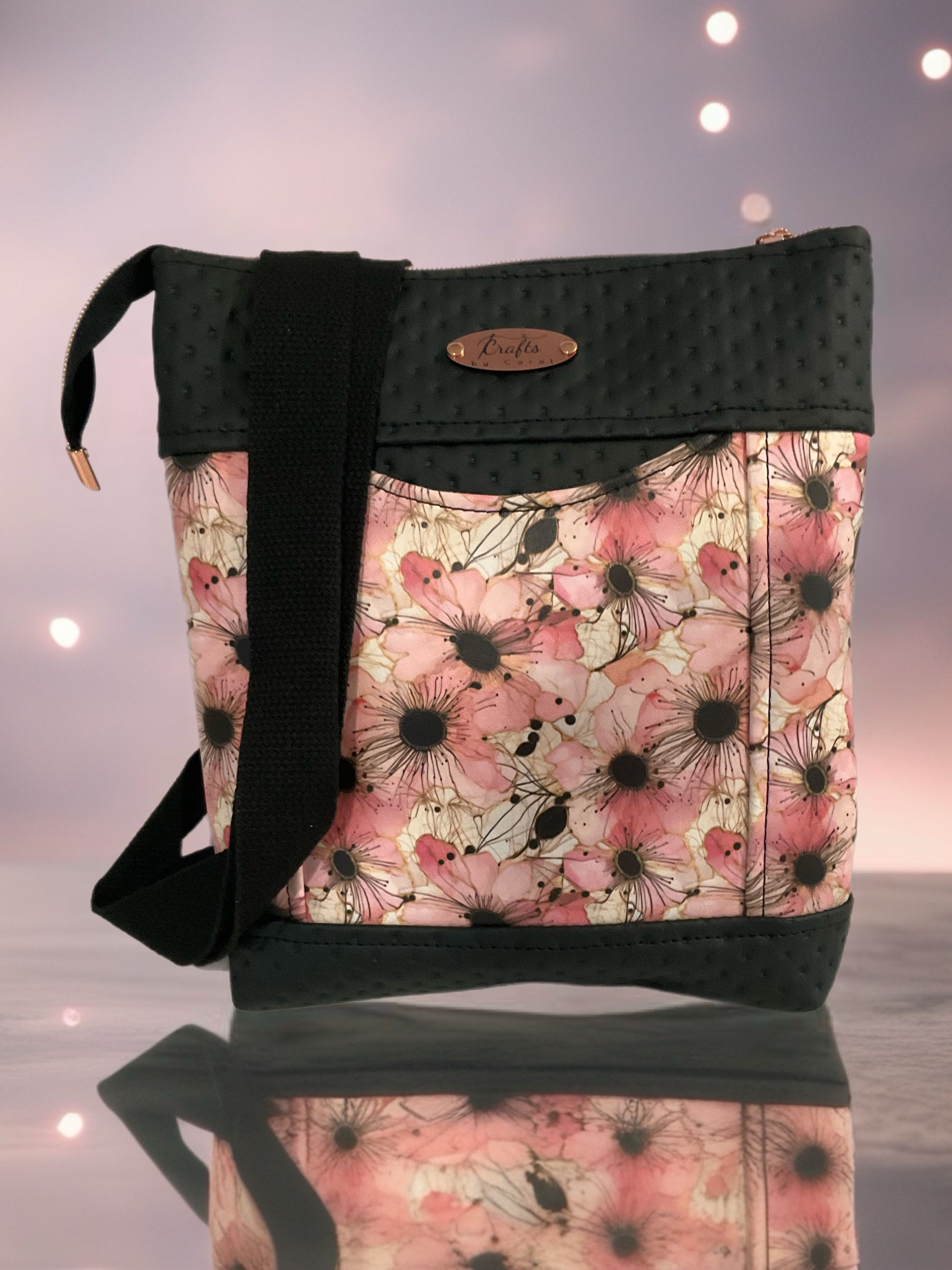 Black bag with floral print