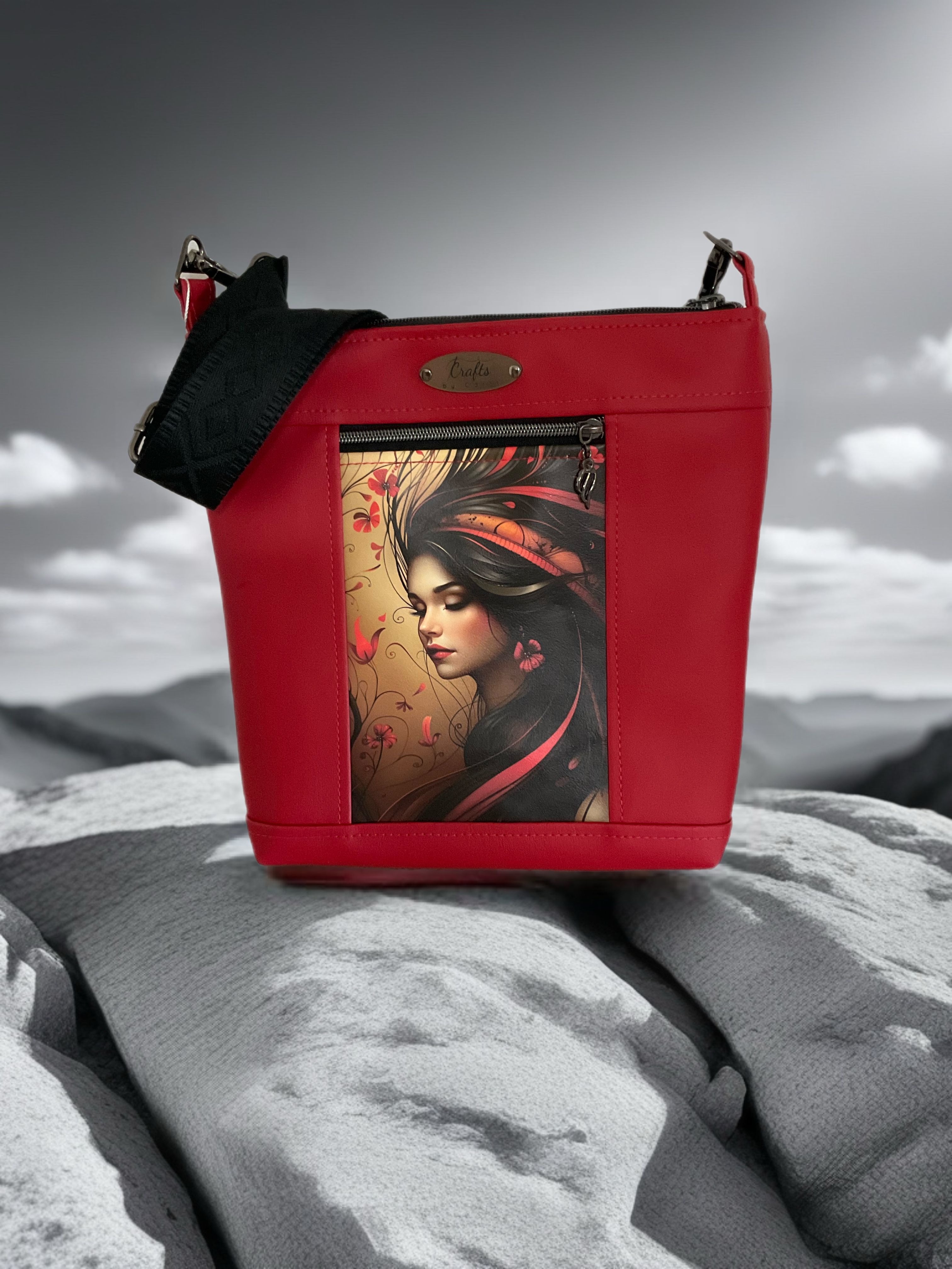 Red bag with girl print