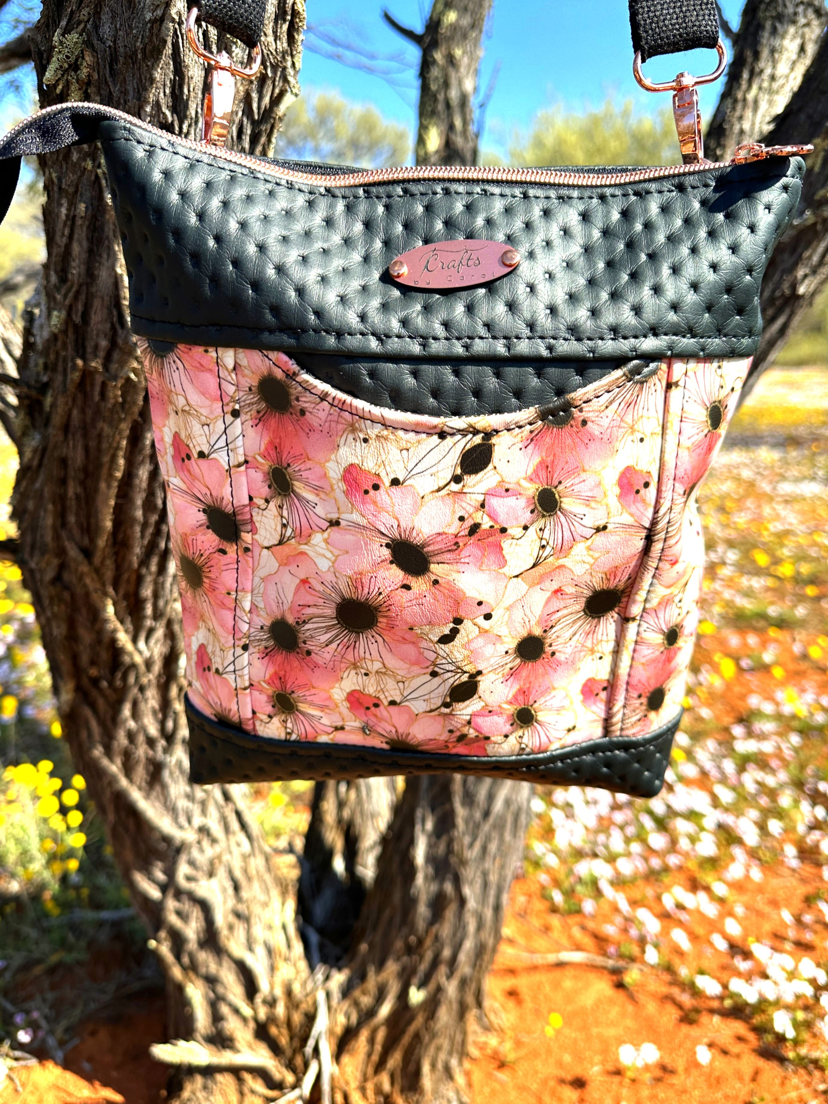 Black bag with floral print
