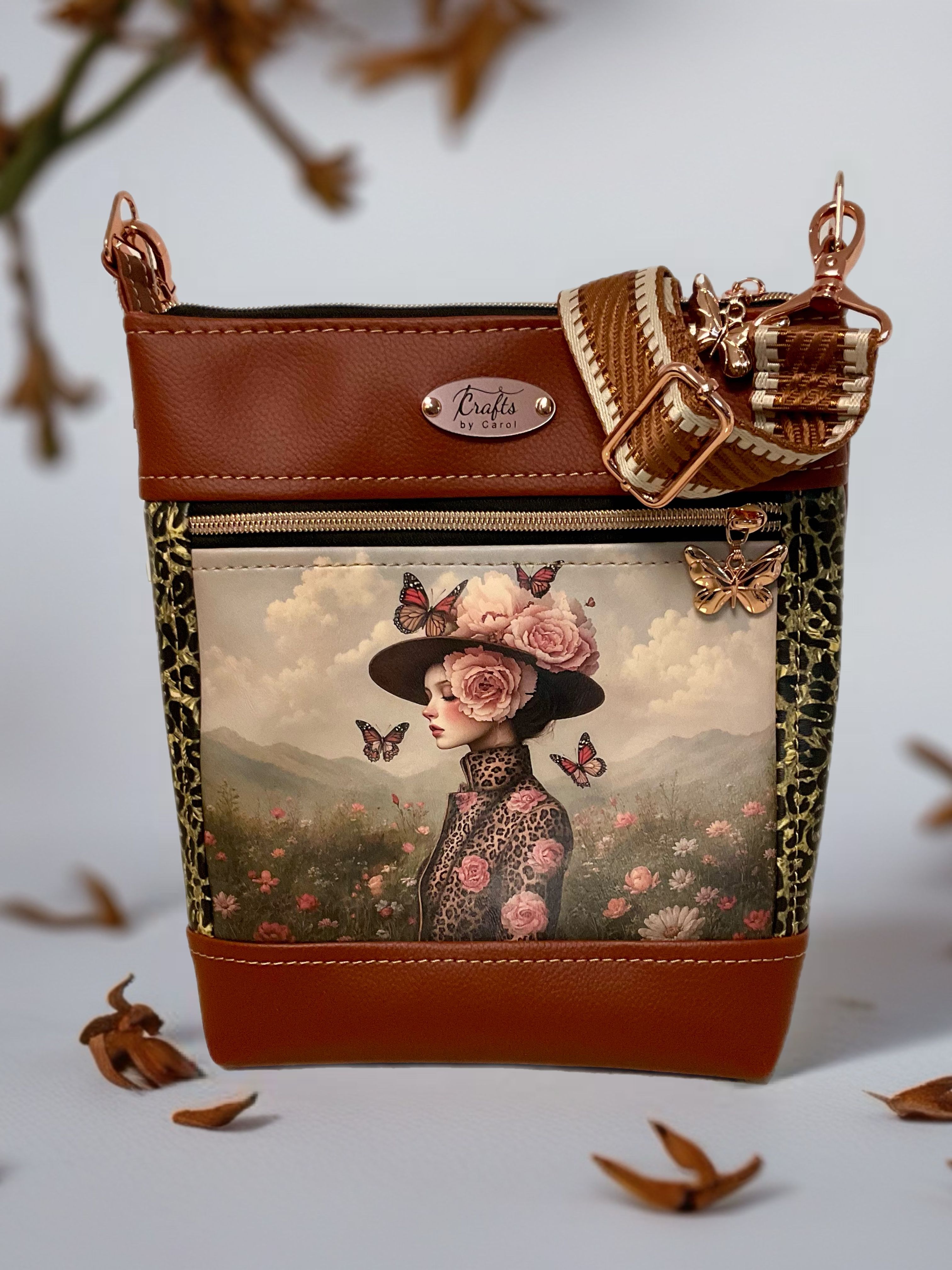 Girl and butterflies print bag