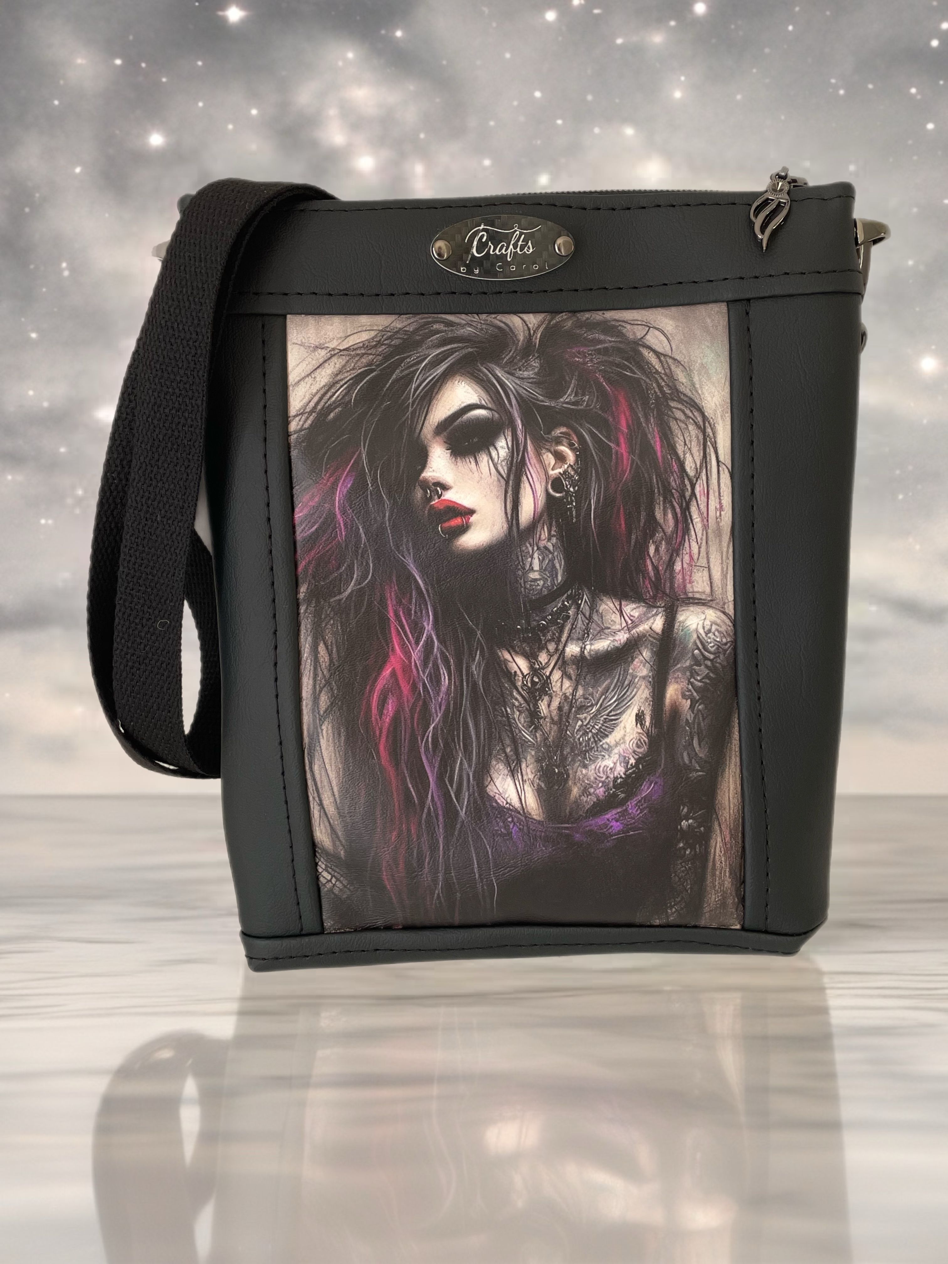 Black bag punk girl print