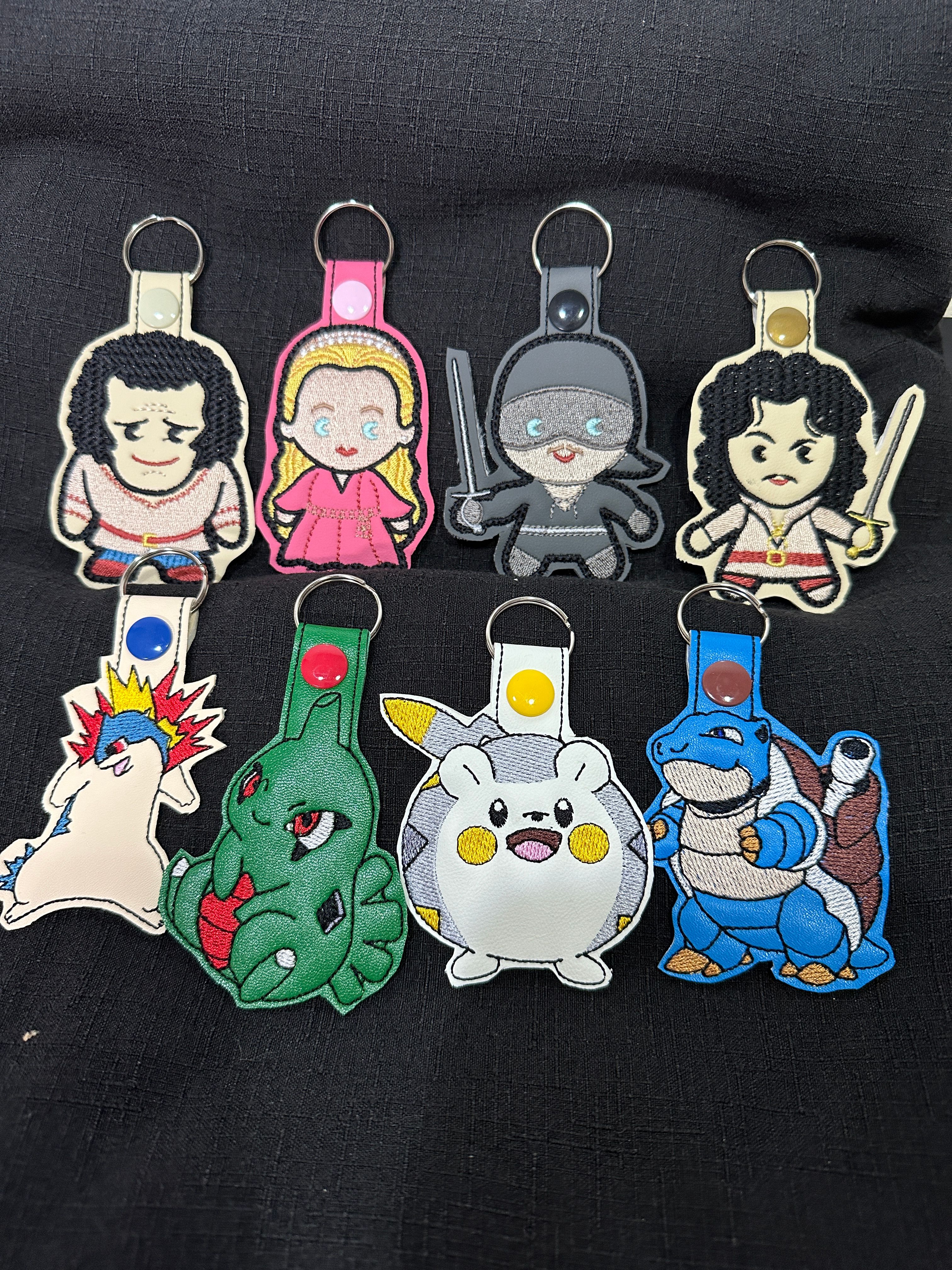Princess Bride and Pokemon fobs