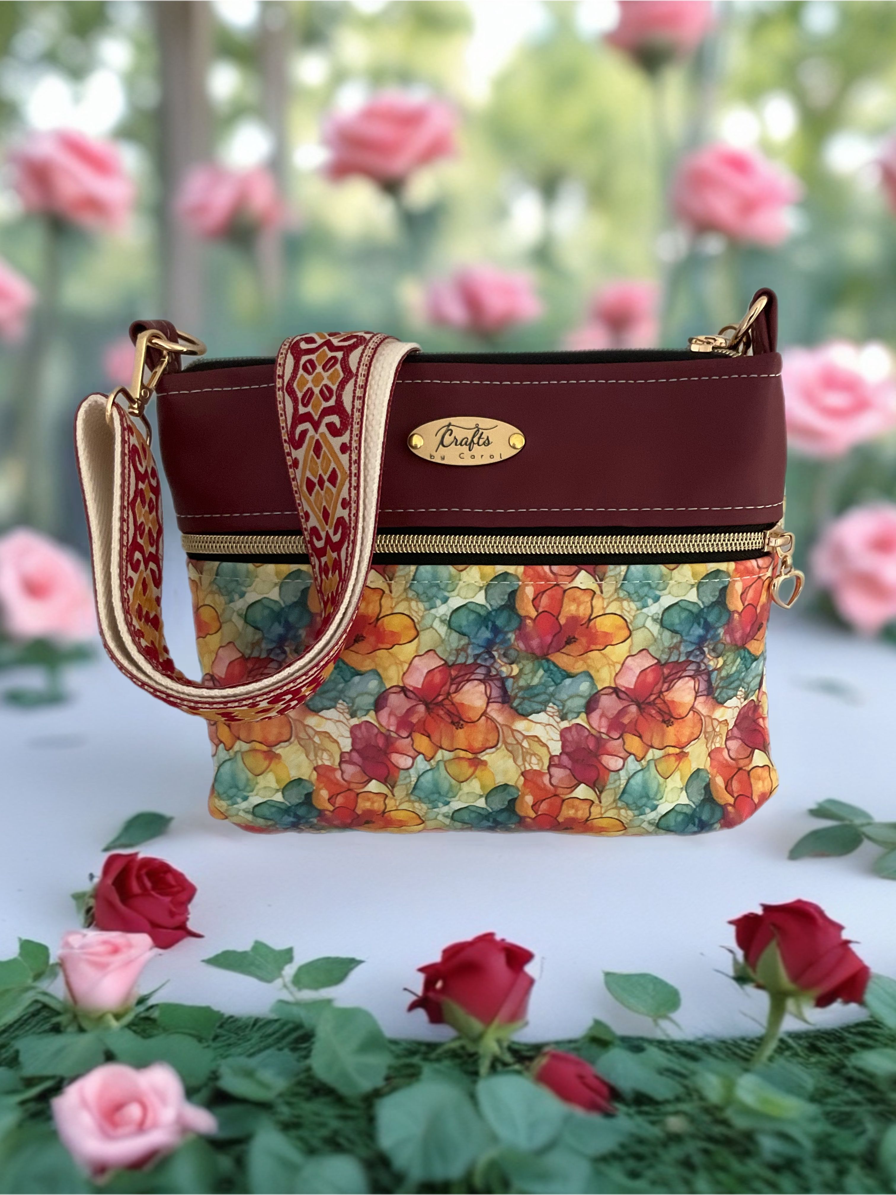 Brown bag with petal print