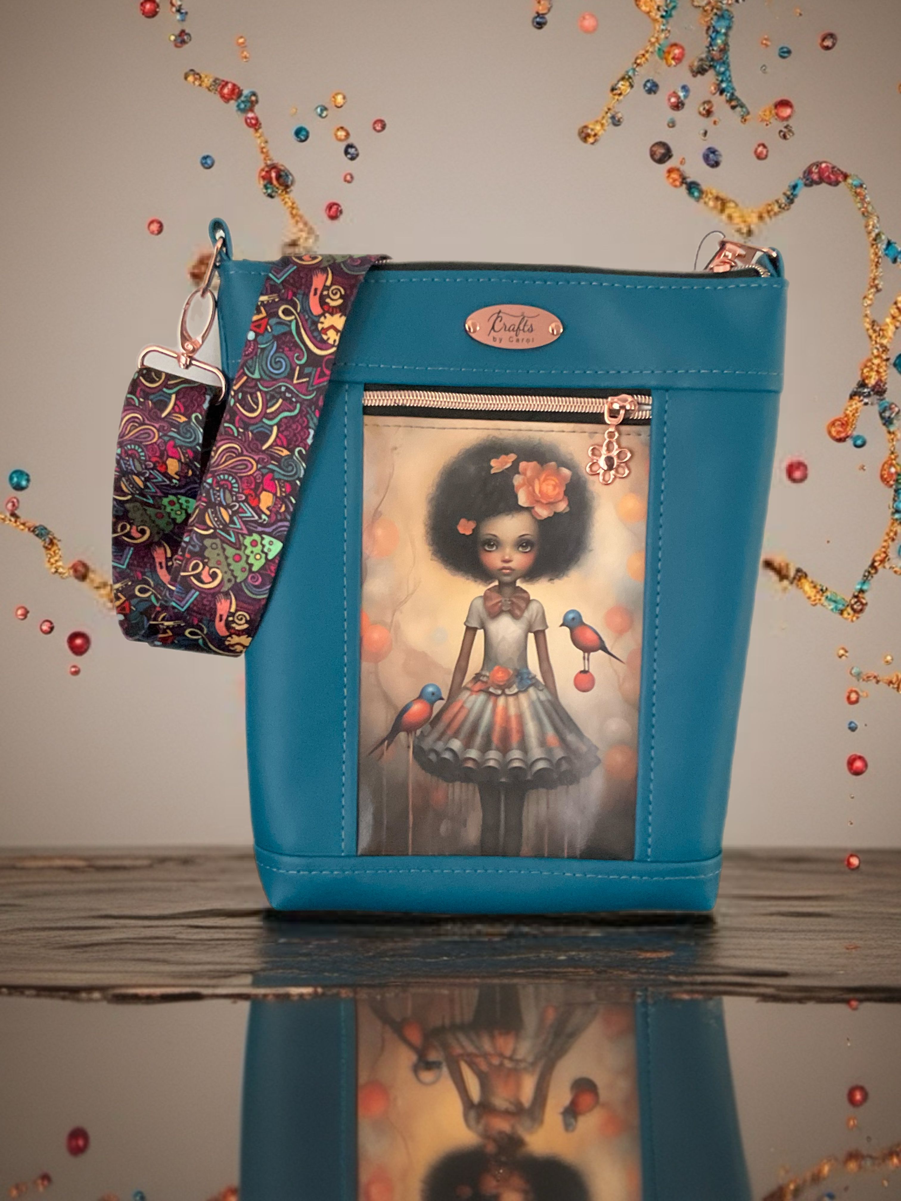 Blue bag with girl print