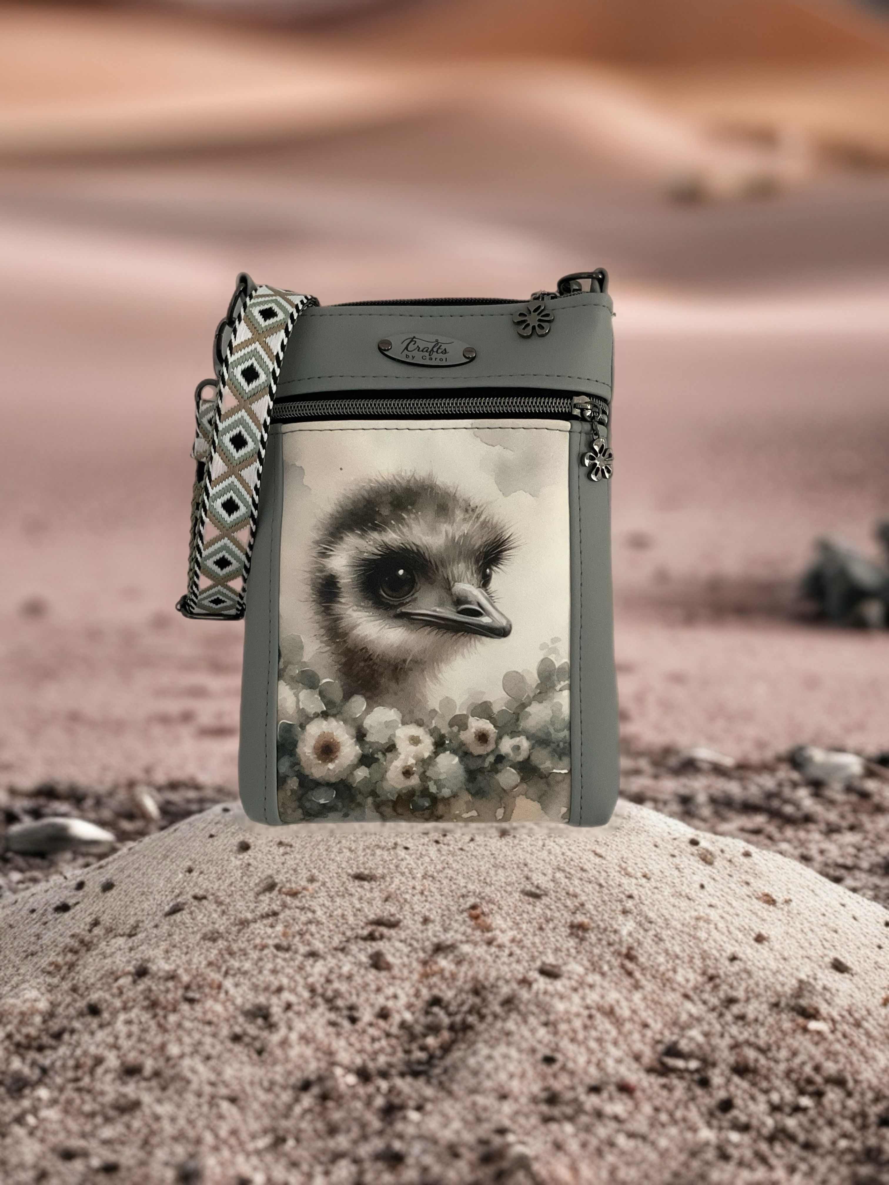 Grey bag, emu print