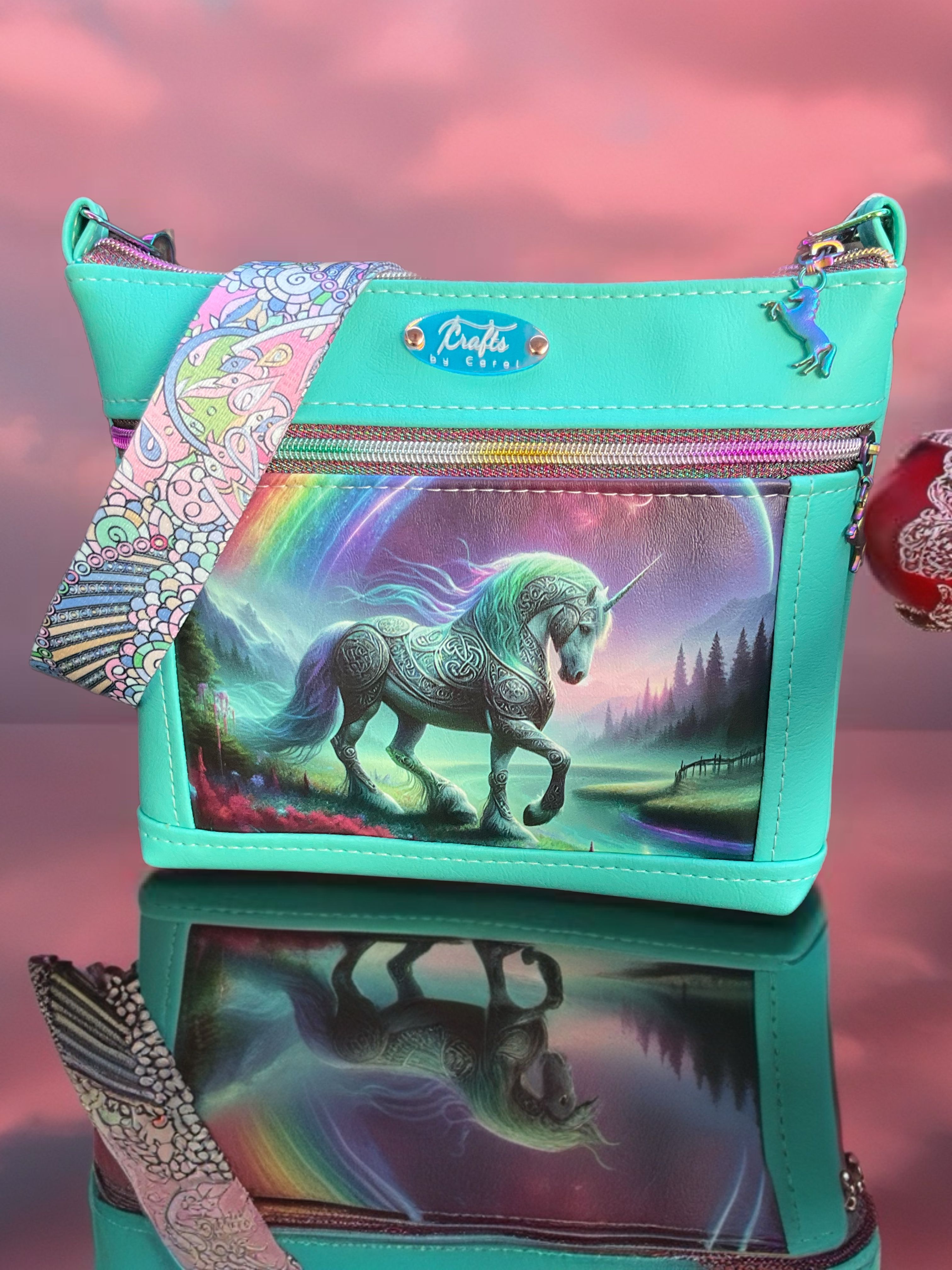 Shoulder bag with unicorn print 