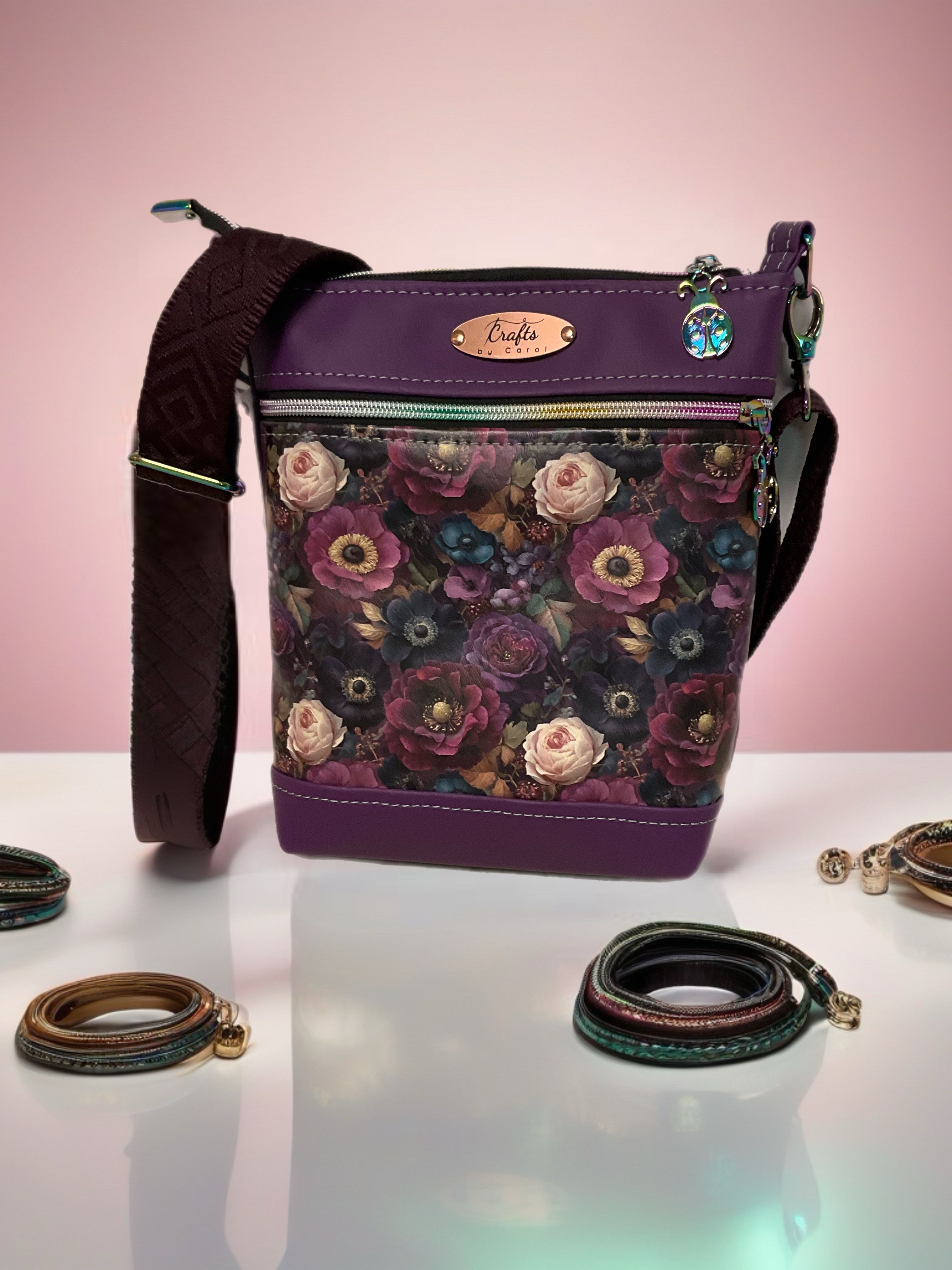 Purple bag with floral print