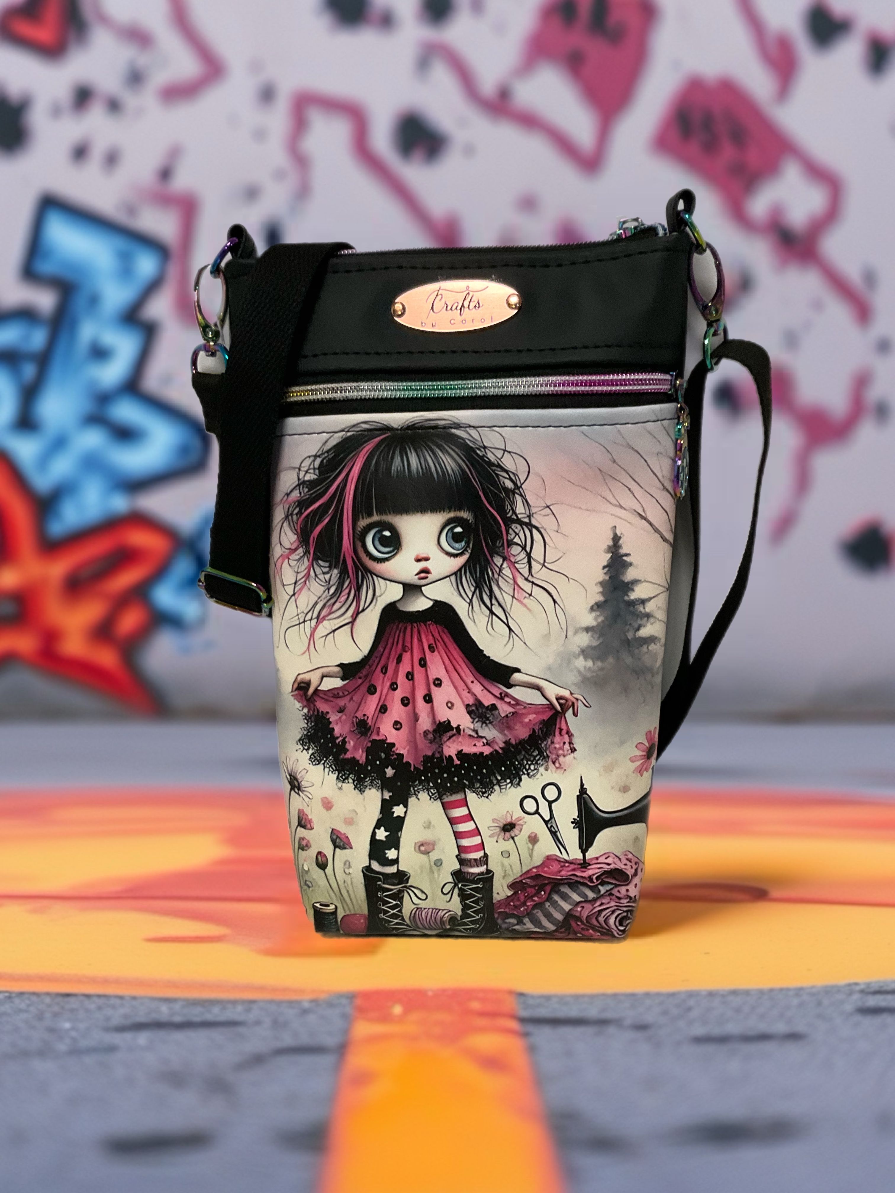 Black bag with girl print 