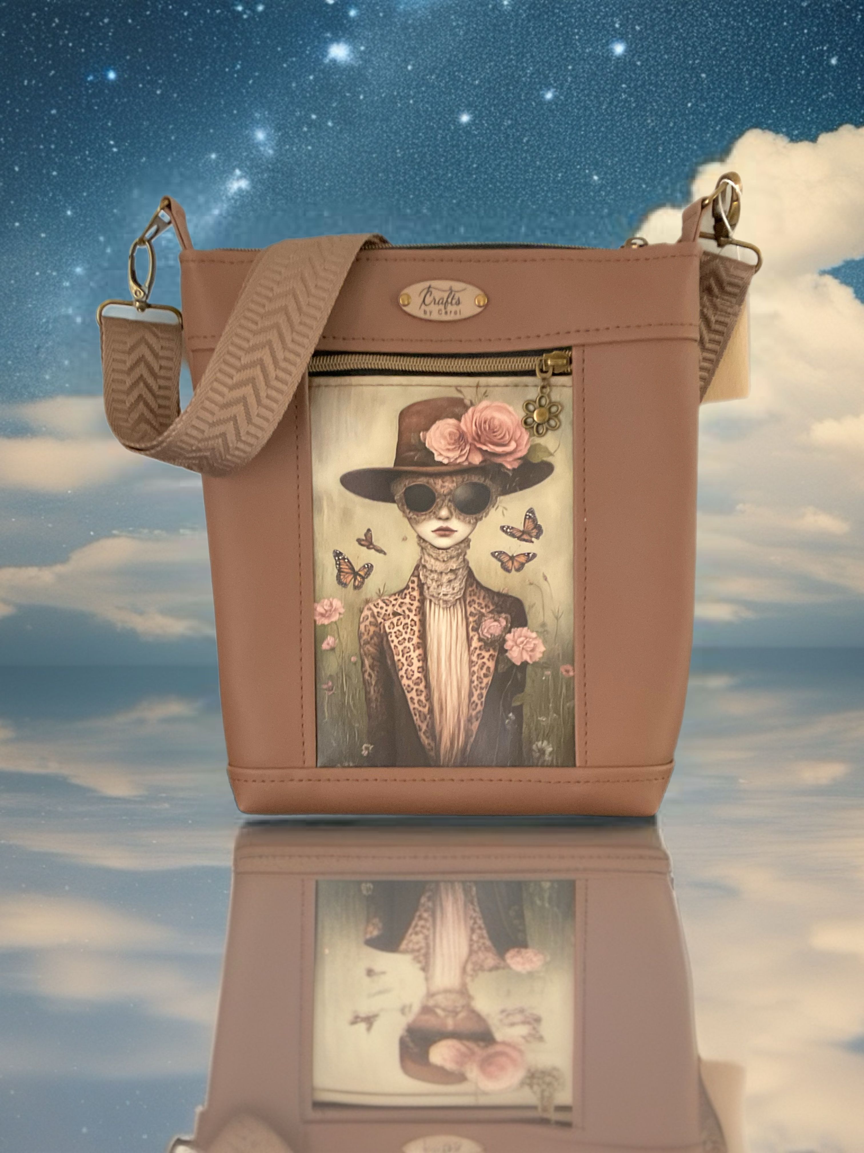 Brown bag with girl print 