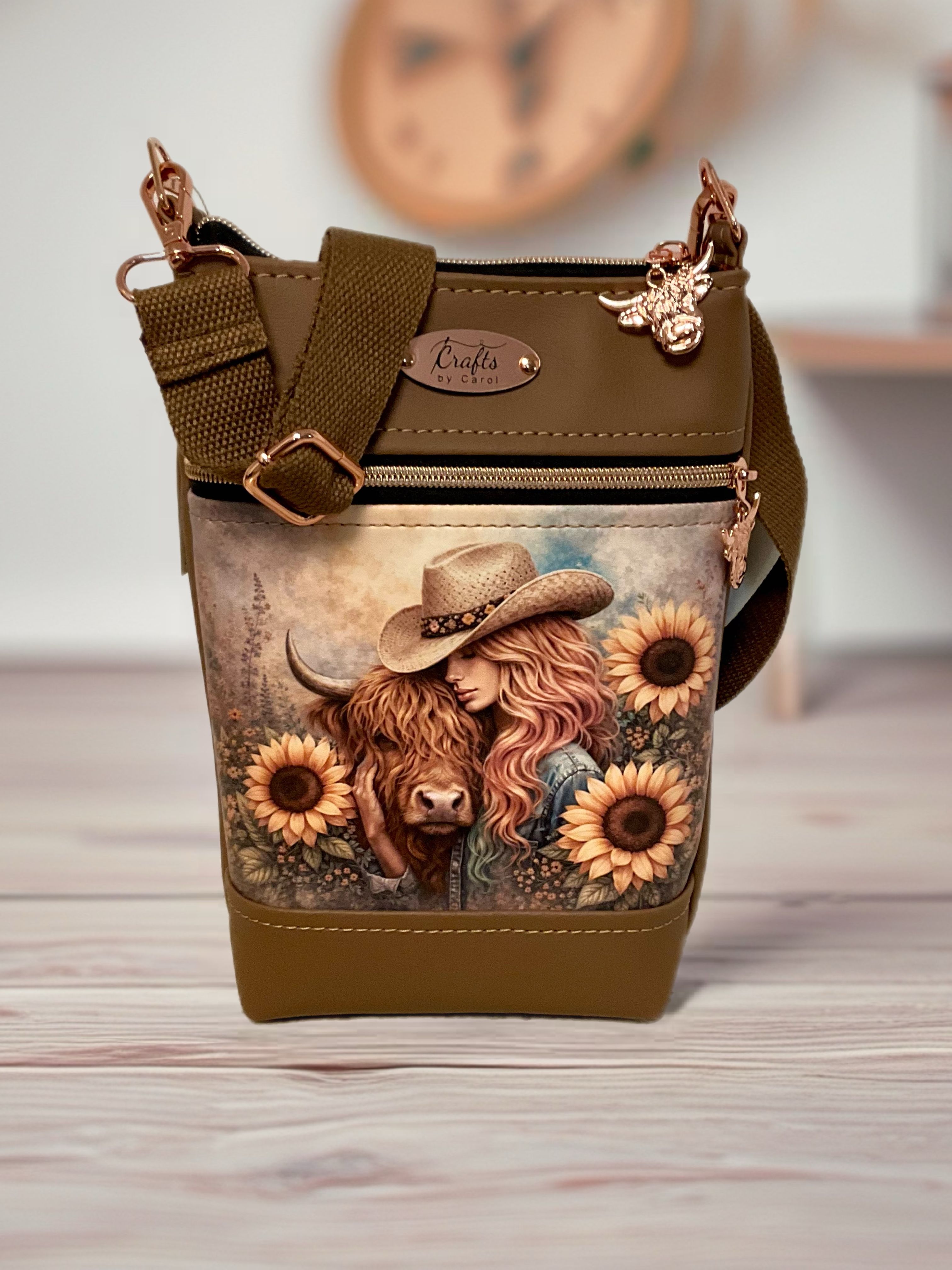 Girl and highland cow bag