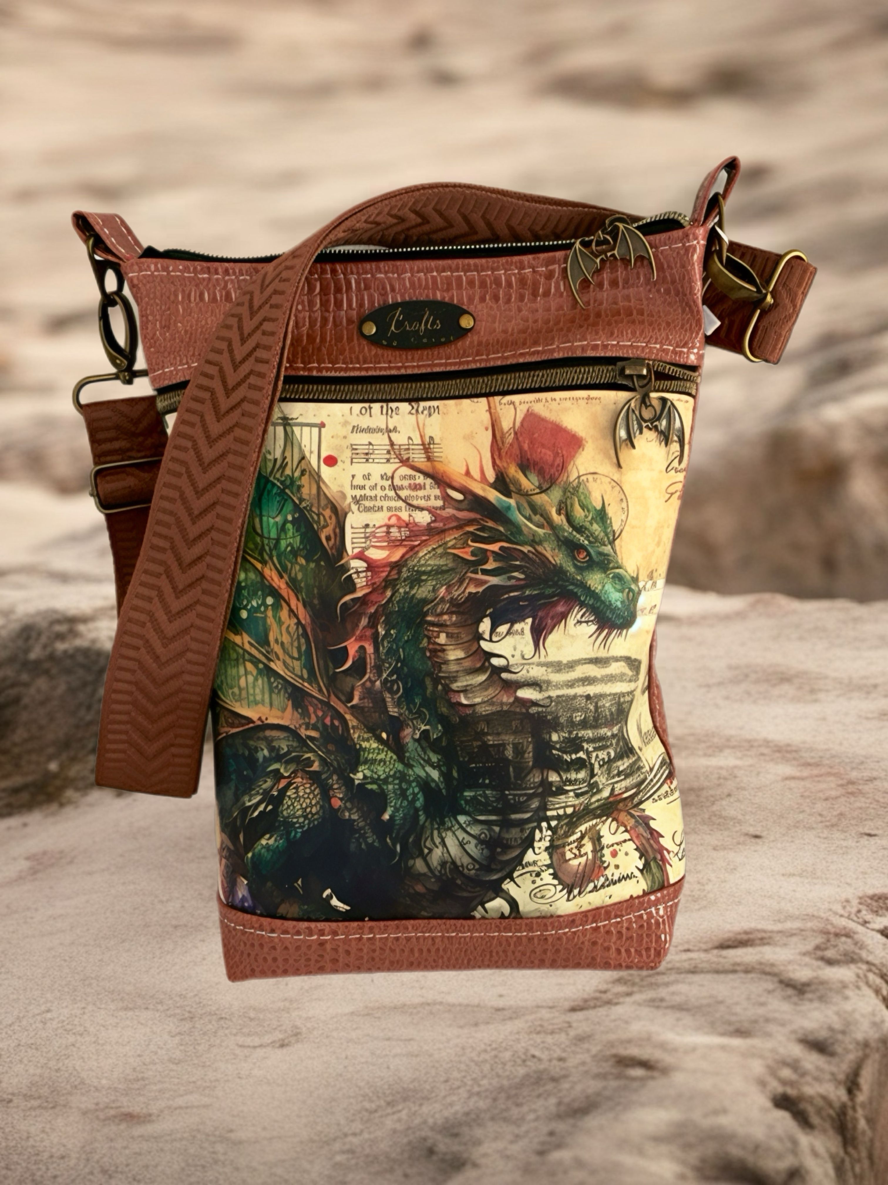 Brown bag with dragon print
