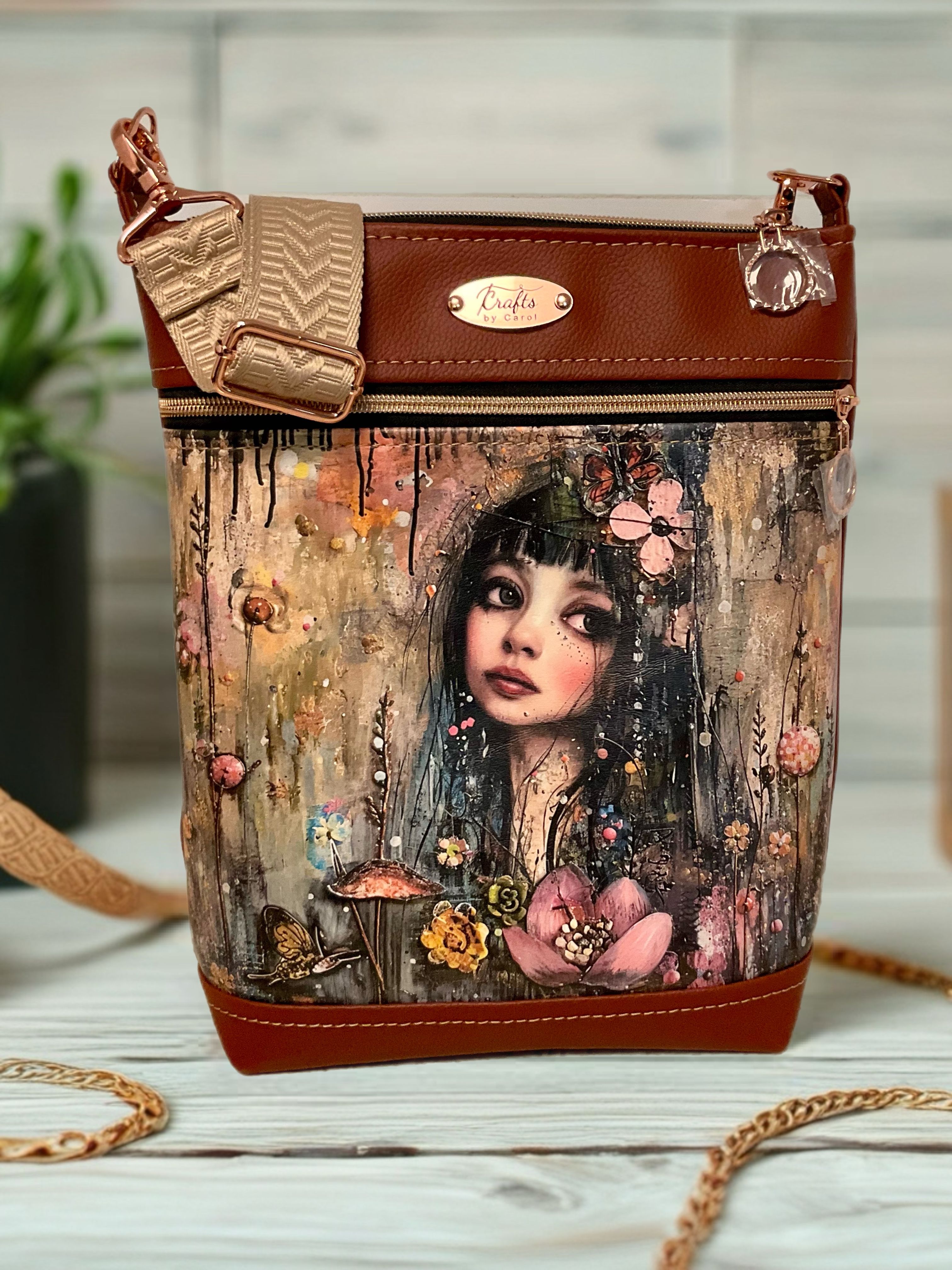 Girl and flowers bag