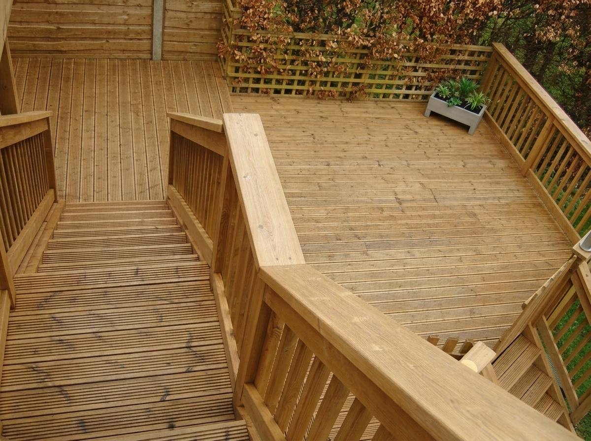 Softwood deck and stairs, after