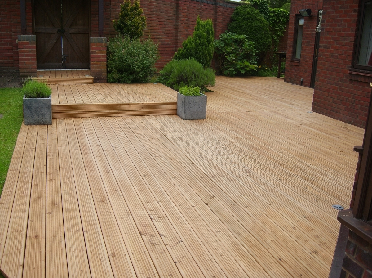 Softwood deck, after