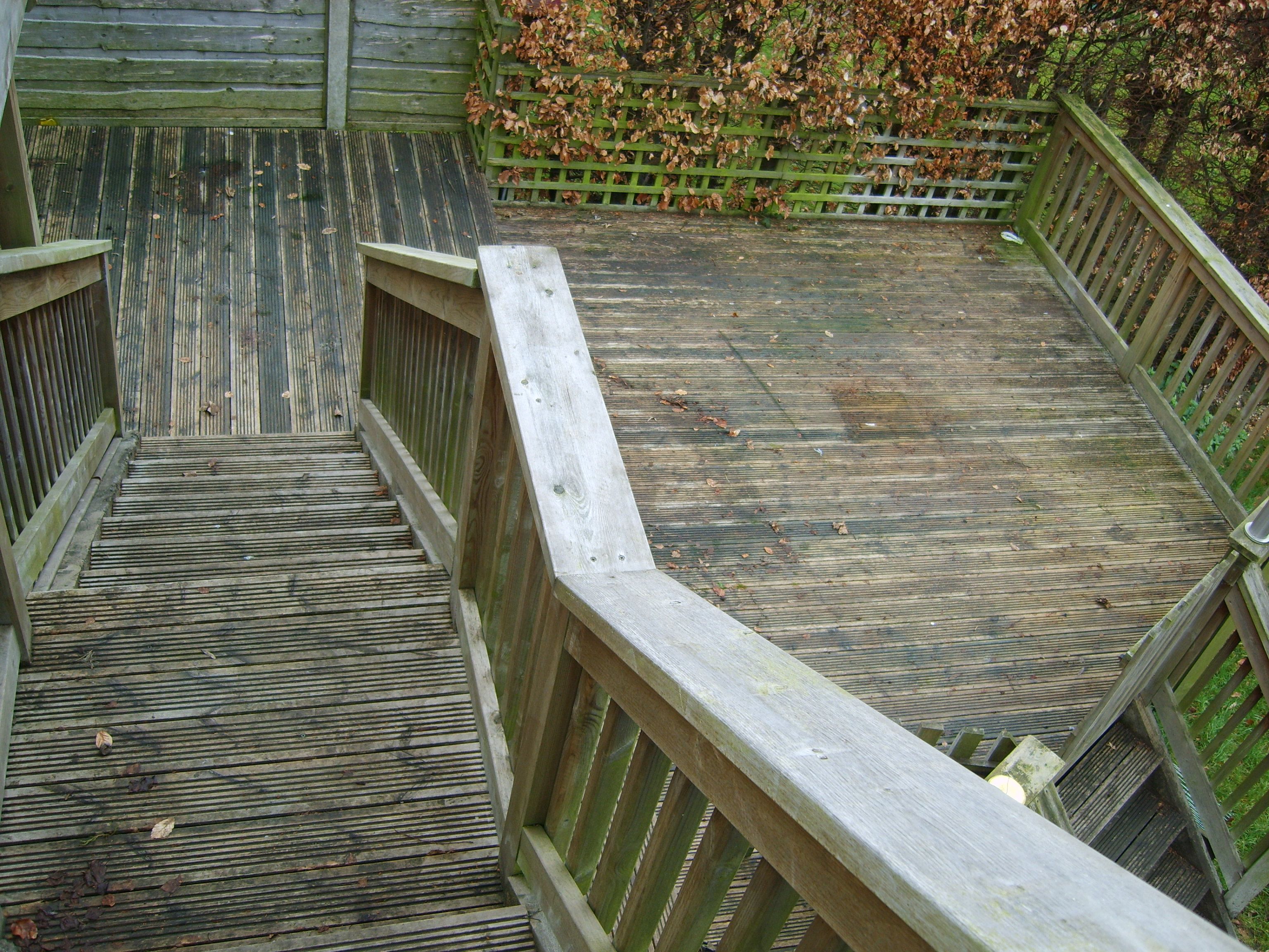 Softwood deck and stairs, before