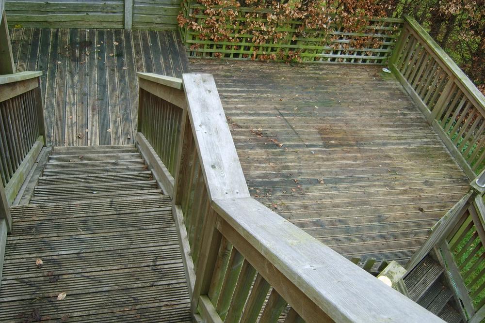 Softwood deck and stairs, before
