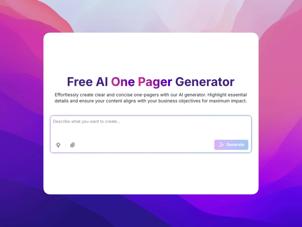 image of AI One Pager Generator