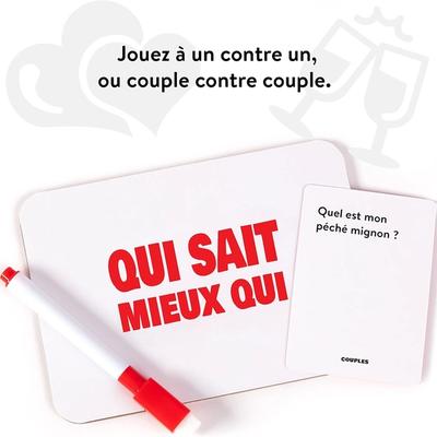 Ardoise, stylo & carte du jeu Qui sait mieux qui