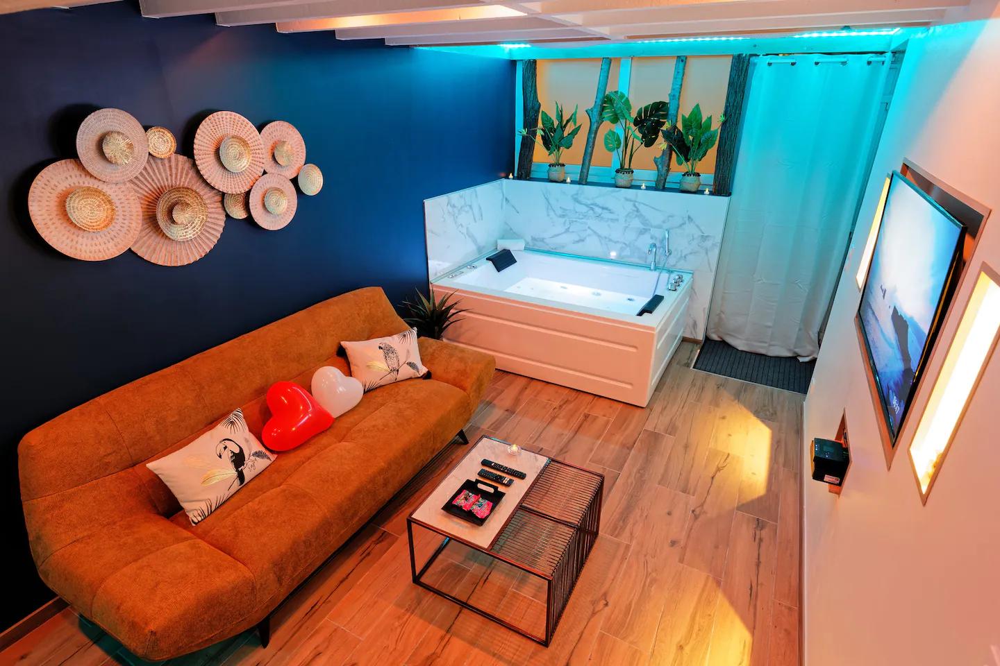 Salon & Balnéo - Suite Tropical - Romance SPA Le Havre