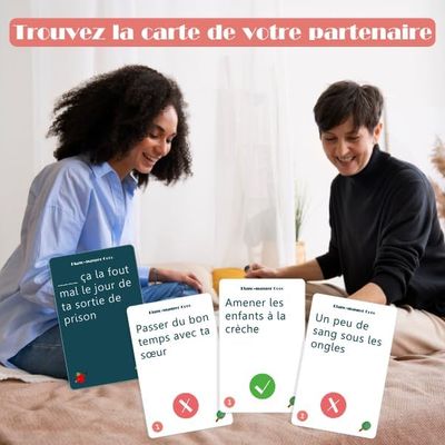 Un Couple de Femmes joue sur un lit - Exemple de cartes du jeu  Blanc Manger Coco Duo - Plaisir à deux