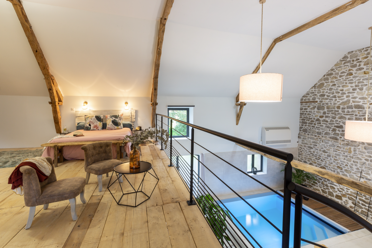 Mezzanine vue sur Piscine - Les Hauts de Bagadou - Le Loft