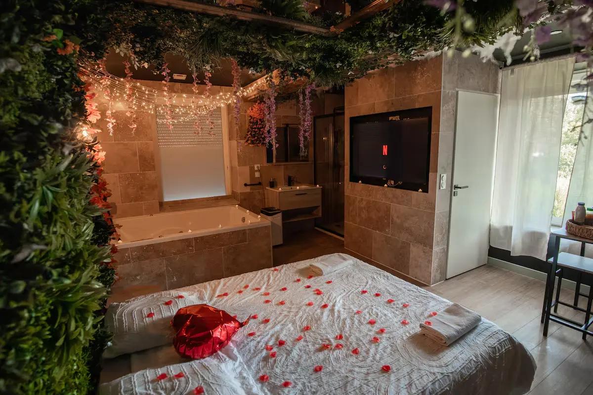 Vue chambre - Balnéo - Salle d'eau - Télévision