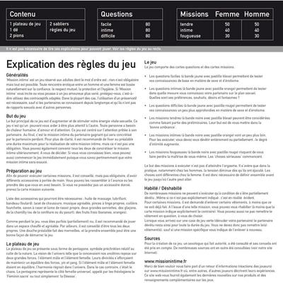 Règles du Jeu Mission Intime