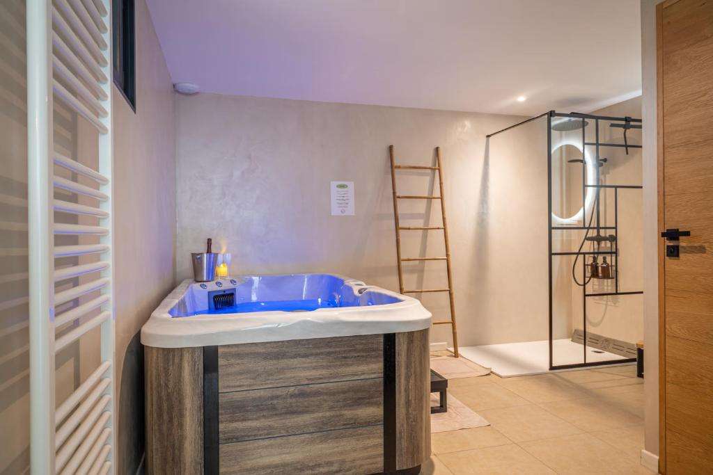 Jacuzzi & Salle d'eau  - Love Room - La Grange de Clyna