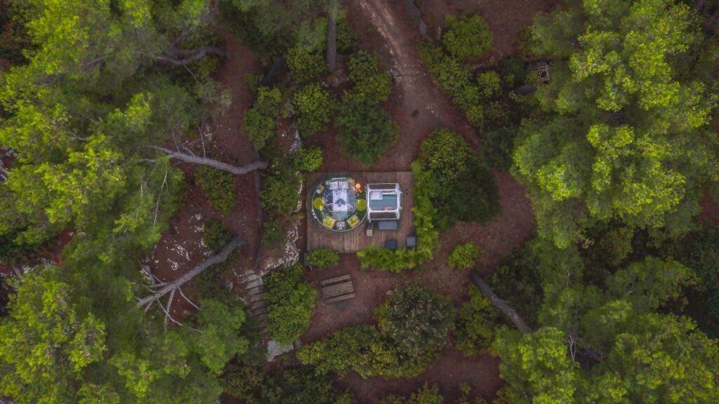 Vue aérienne - Chambre Bulle - Attrap' Rêves