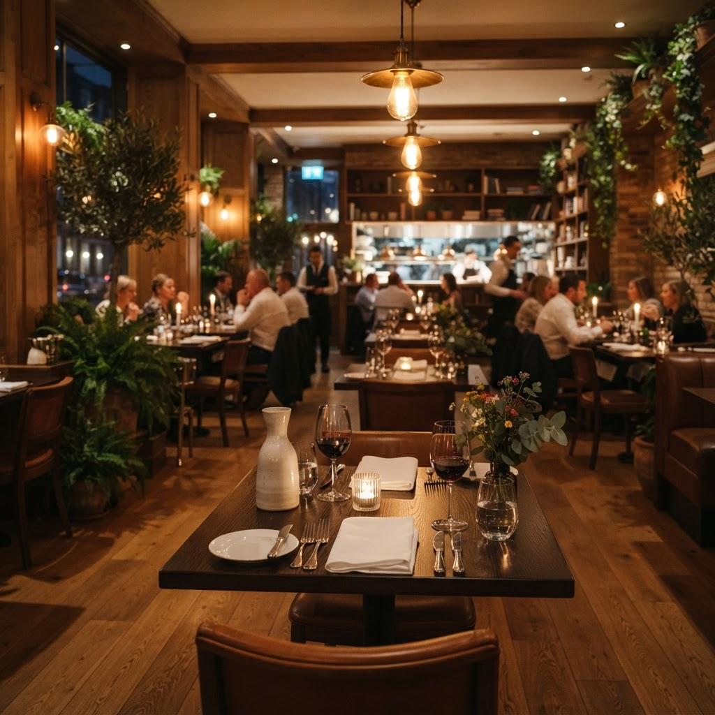 A warm, candle-lit restaurant