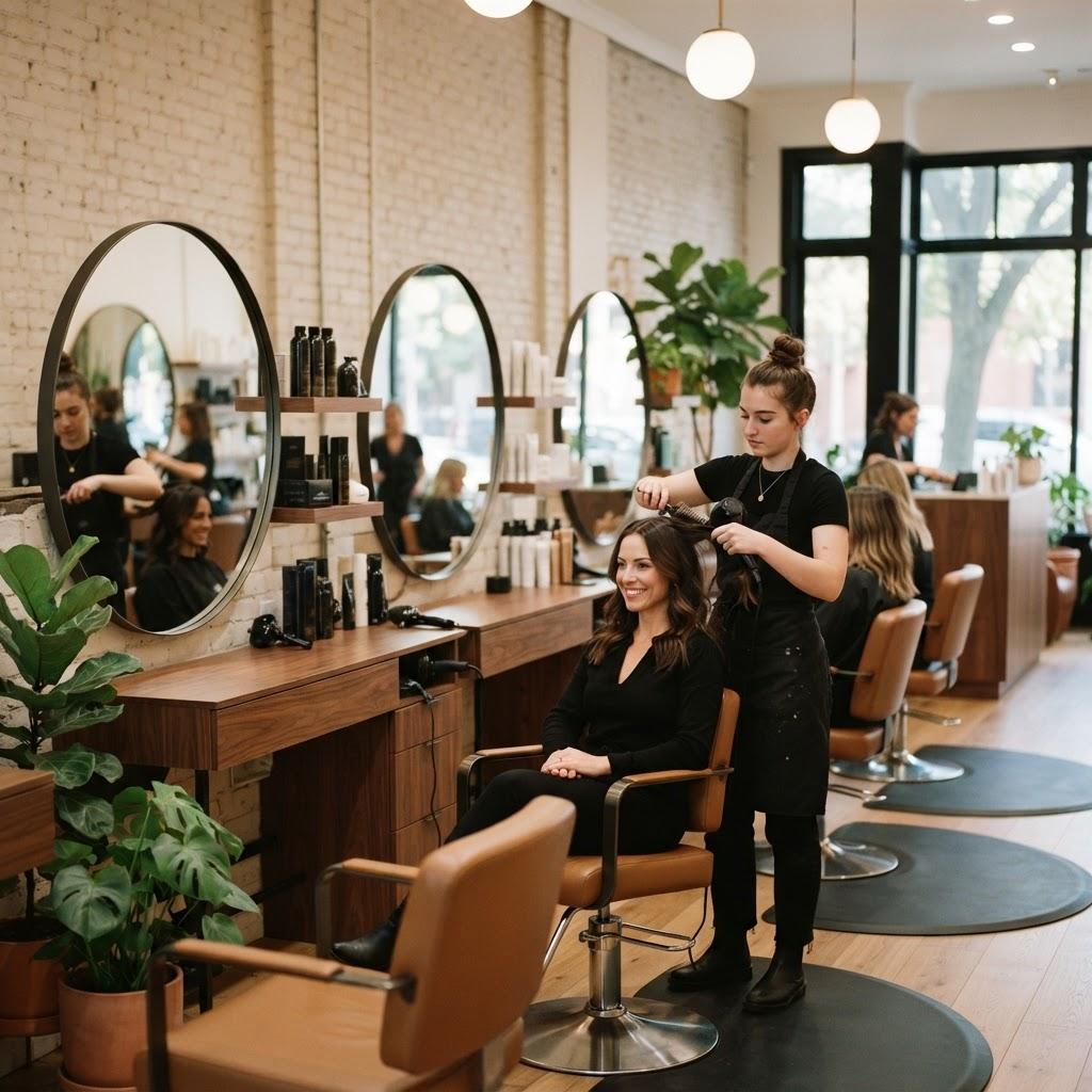 A stylist at work in a salon