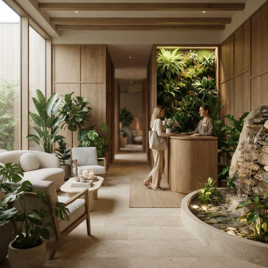 A calm wellness centre lobby
