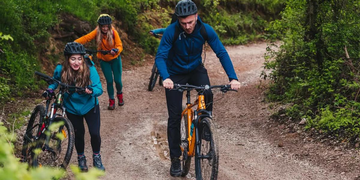 On the forest trails, navigation needs attention A mountain bike trail through the forest in the Pădurea Craiului Mountains