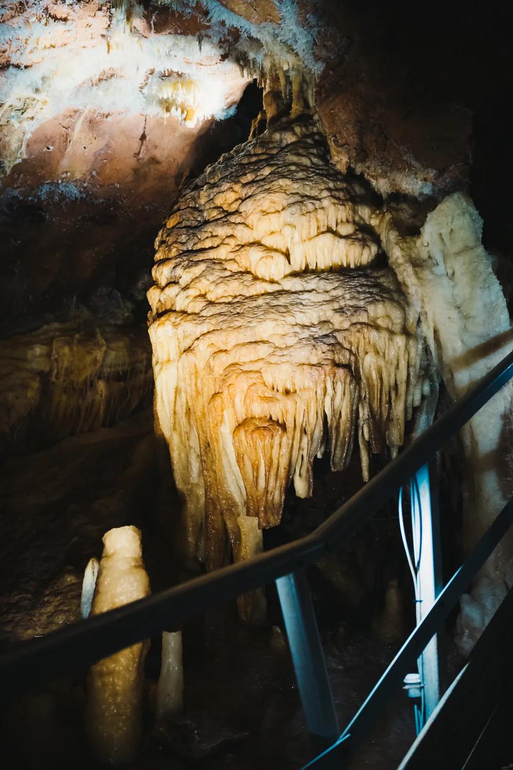 Stalactites on the ceiling of a cave in the Pădurea Craiului Mountains