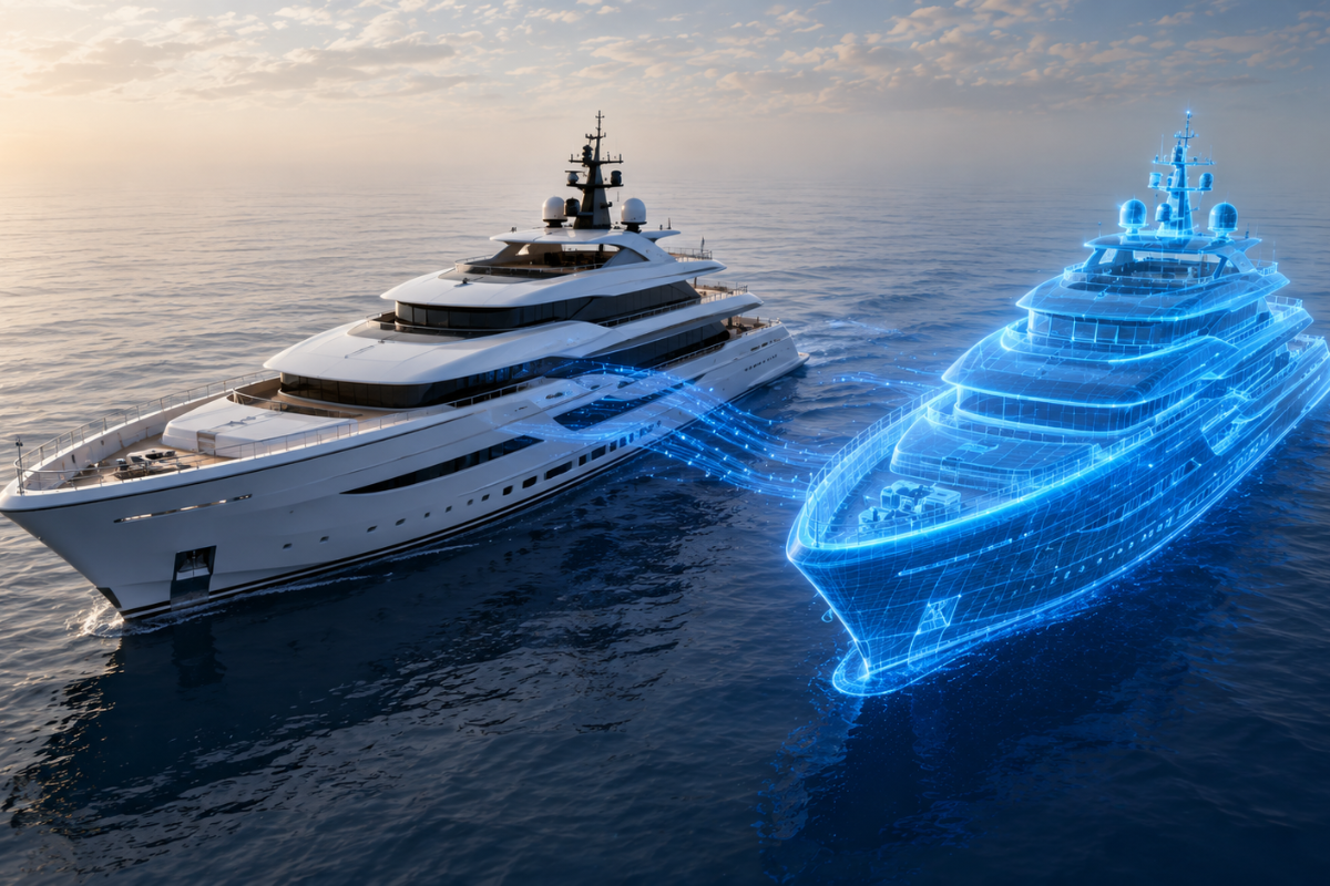 Yacht data transfer to digital twin.