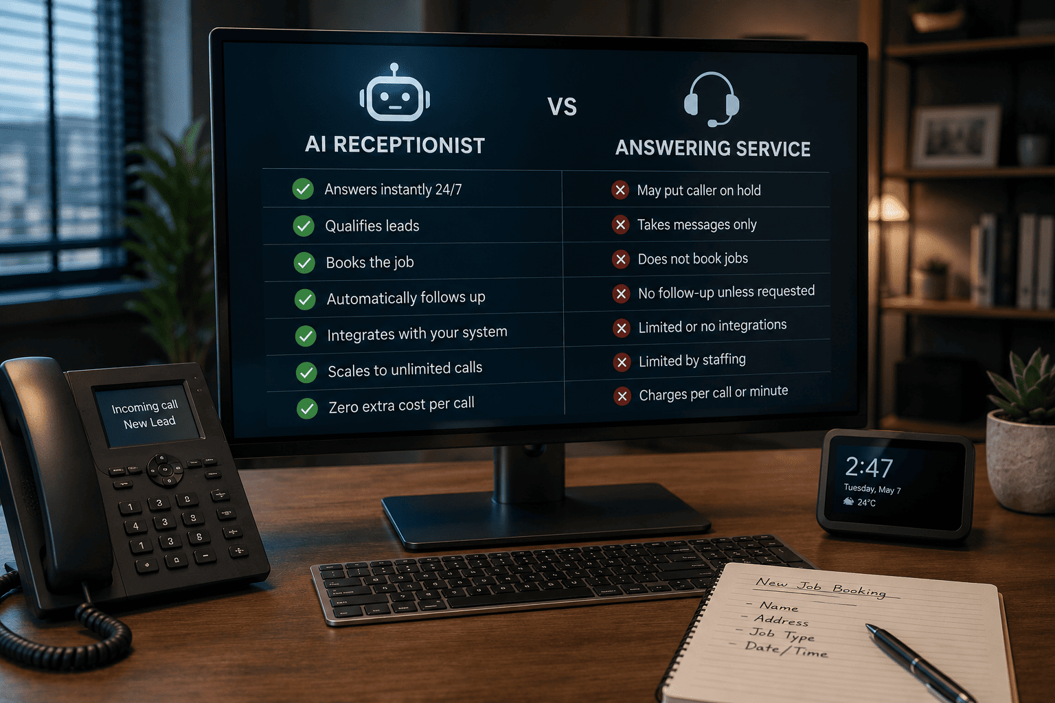 AI Receptionist vs Answering Service: Which One Actually Books the Job?
