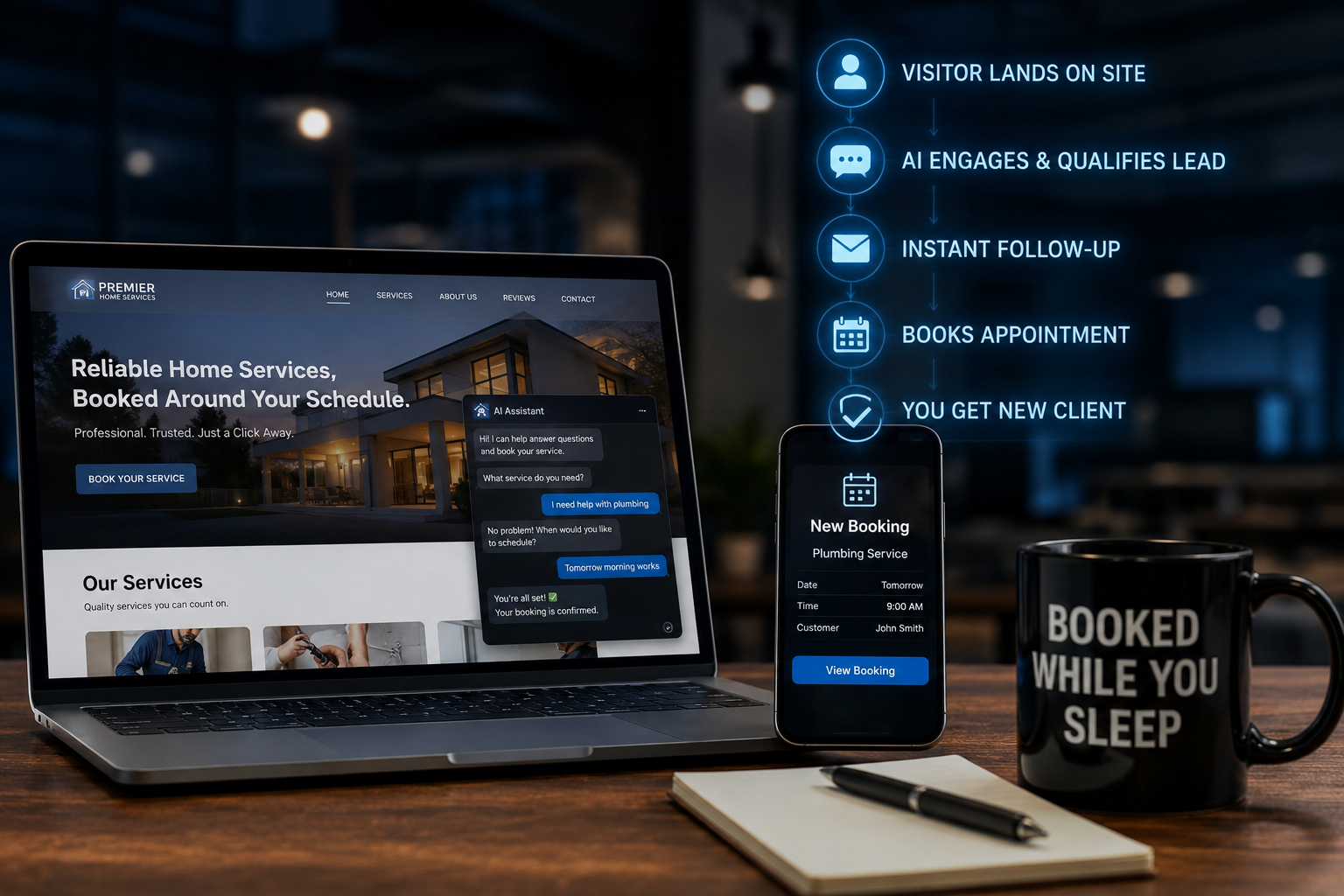 How an AI Website Helps Service Businesses Book More Clients