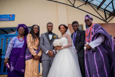 The full family after Gbekeloluwa and Busola's wedding