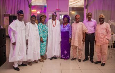 With a selection of friends at Gbekeloluwa's wedding