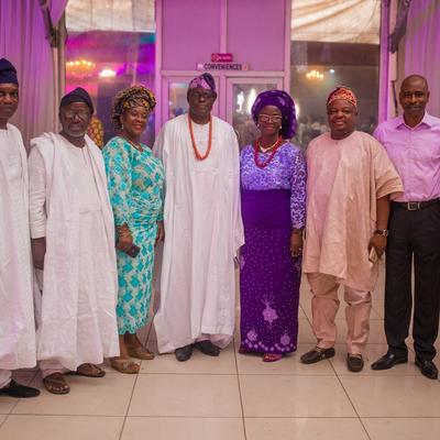 With a selection of friends at Gbekeloluwa's wedding