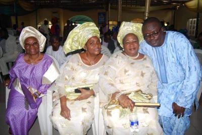 Reverend Koye-Ladele with his sister-in-law Mrs. Funmi Ladele (left) and his elder sister Mrs. Ibidun Olufunwa (next to him)