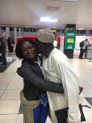 Sending Similoluwa off at the airport when she relocated from Nigeria