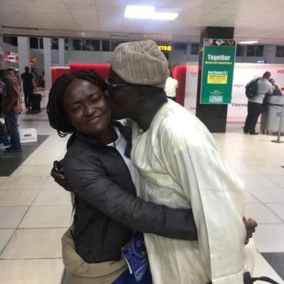 Sending Similoluwa off at the airport when she relocated from Nigeria