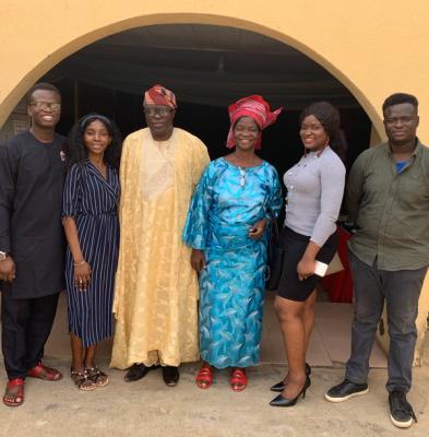 With the full family after Christmas service