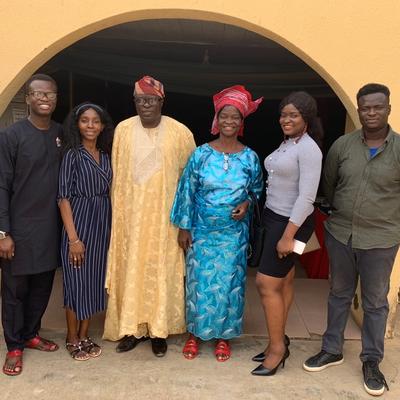 With the full family after Christmas service