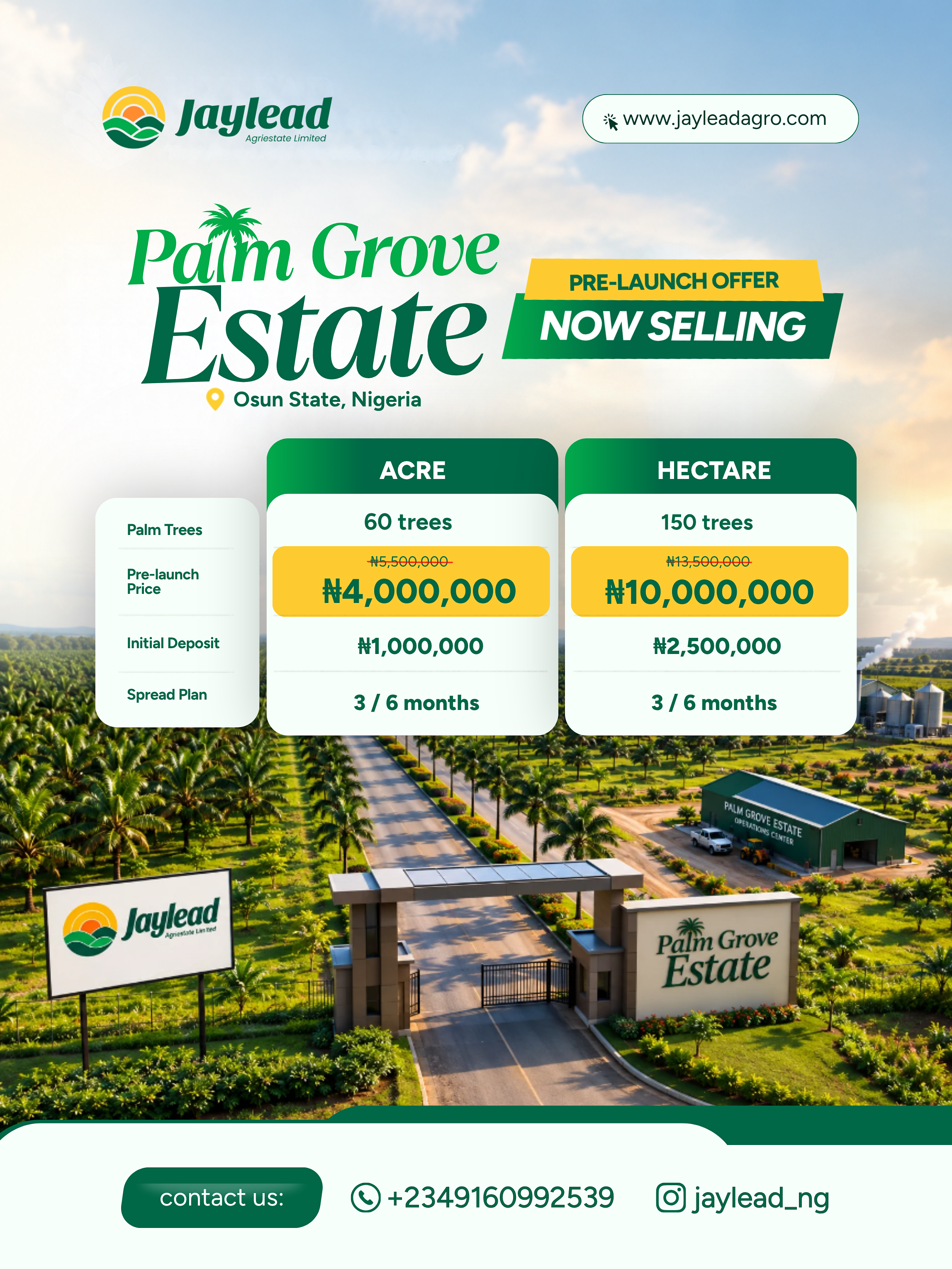 A design of Plam Grove plot sizes and prices 